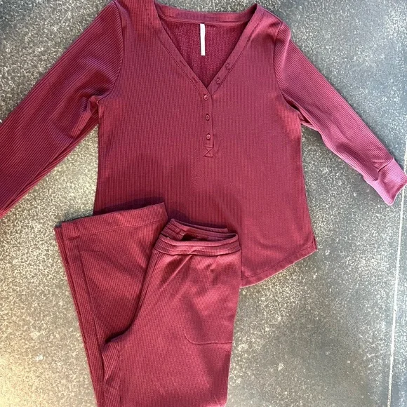 SOMA (2 Pieces) Cozy Waffle Knit Long Sleeve Shirt & Pants Loungewear Size XL - Picture 4 of 11